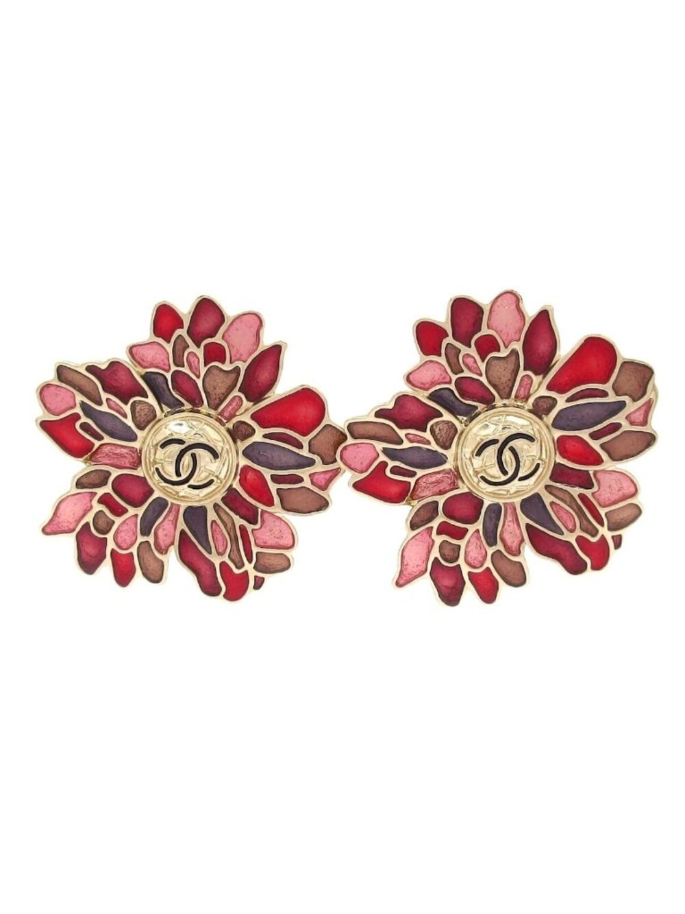 Chanel Earrings Bordeaux Light Pink Multi Flower